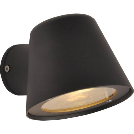 Applique Murale Extérieure Intérieur Spot IP44 Aluminium Noir Résistant Style Moderne avec Ampoule GU10 8W Blanc Chaud pour Patio Jardin (1/5)
