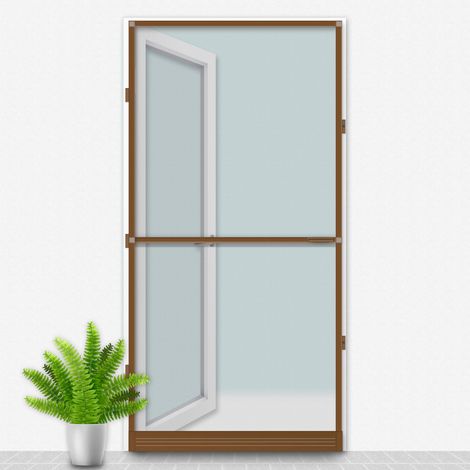 Porte moustiquaire de fenêtre 100x215 cm – Profilés en aluminium laqué – Couleur brun – Voile en fibre de verre 120 gr/m² – Confortex