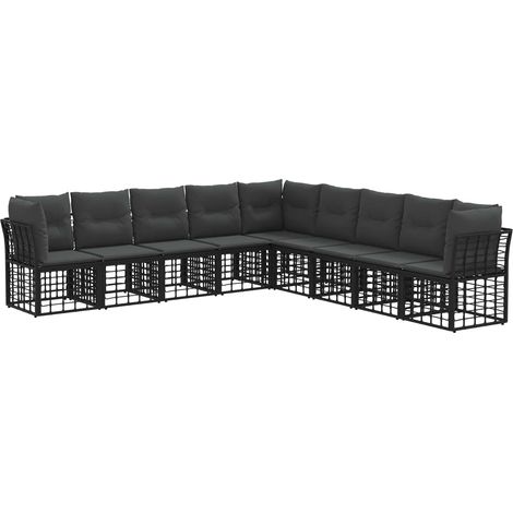 Maison Exclusive - Set di divani da esterno Nero Poliestere