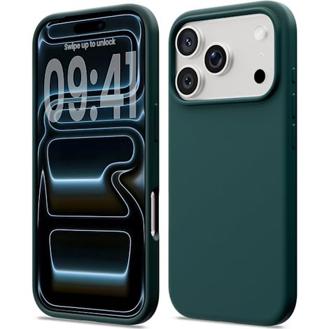 Coque en silicone liquide compatible avec l'iPhone 17 Pro, coque souple antichoc, protection intégrale, gris clair (1/5)