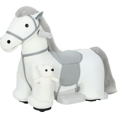 Caballo eléctrico para montar, tacto suave, ruedas de PU silenciosas, blanco. (1/2)