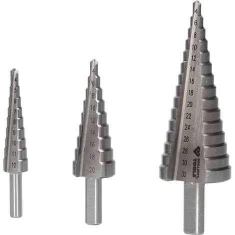 BRILLIANT TOOLS  Juego de  brocas  escalonadas de  3  piezas  Ø  4  -  32  mm  -  BT101925 (1/4)