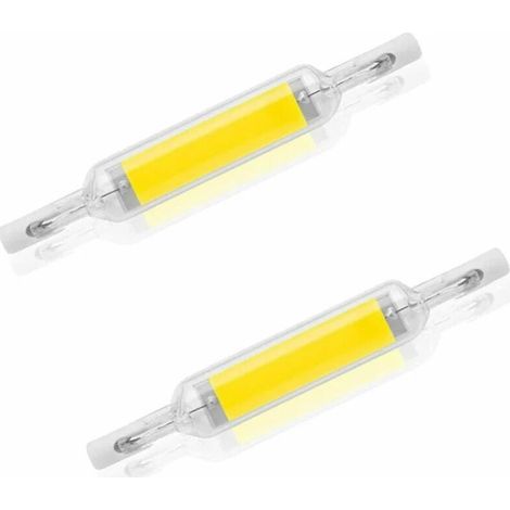 Lot de 2 ampoules LED R7S 10 W 78 mm à intensité variable blanc froid 6000-6500 K 100 W halogène J78 de remplacement, tube de base R7S à double extrémité, angle de faisceau 360, économie d'éner