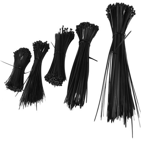 5 Ensembles de Serre-Câbles Jetables en Nylon - Attaches Rapides pour Fils et Câbles, Noir (1/5)