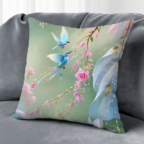 Housse de coussin fleurs vintage, décoration maison style ferme,45×45cm (1/5)