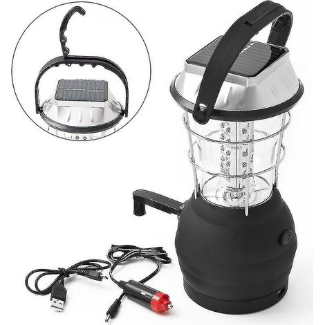Lanterne de Camping Solaire, Lampe LED à Manivelle, Lumière de Tente Portable Super Lumineuse, IP43 Étanche (1/5)