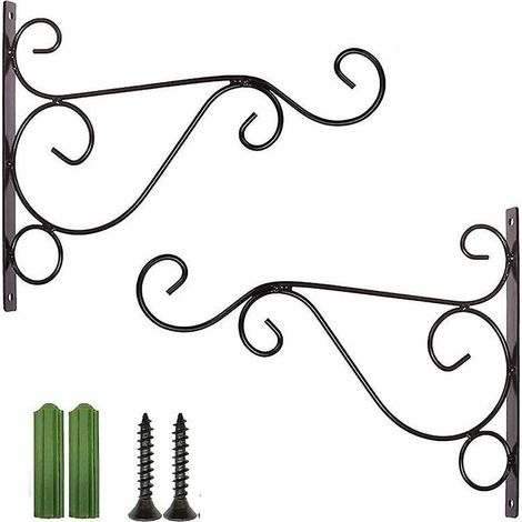 noir, 4pcs Crochet En Fer Forg Suspendu Support De Plante Mural Avec Crochet Vis Crochet Mural Plante Suspendue Crochet De Plante25 20cm Rtro J (1/5)