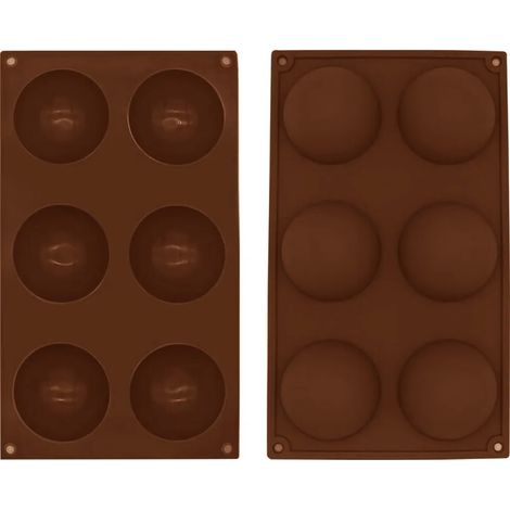 Moule à chocolat en silicone deux pièces, 6 cavités, moule semi-circulaire pour bonbons, cupcakes et puddings. (1/2)