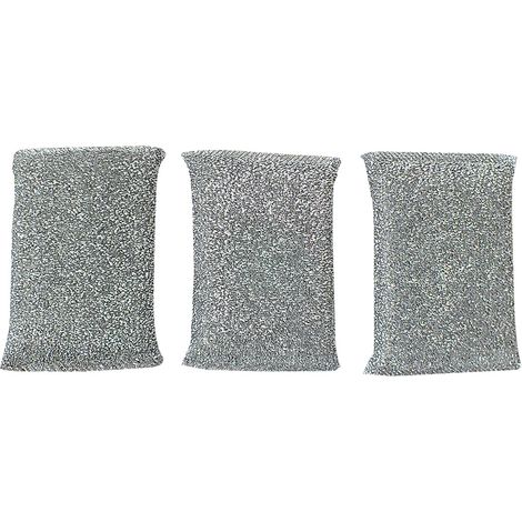 KELA 11647 PULITO EPONGE MÉTALLIQUE 3 PIÈCES POLYESTER ARGENT 12,5 X 8 X 2,5 CM (1/2)