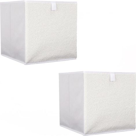 Lot de 2 boites de rangement cubes pliants en bouclette