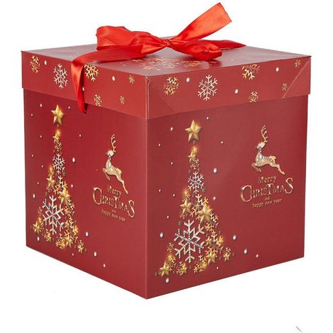 Boîte Cadeau Noël - Boîte Décorative Suspendue pour Arbre de Noël - Empilable - Avec Nœud - Pour Décor Intérieur - Lot de 12 (1/3)