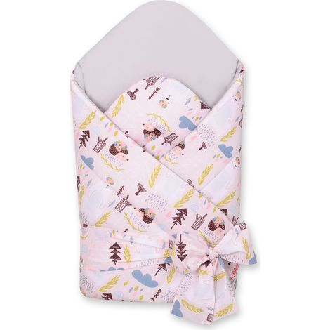 Fular portabebés 2 en 1 con lazos, rígido y suave - ositos y erizos rosas