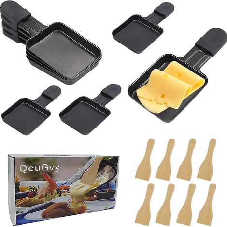 Poêles à Raclette 20x9cm Handles in Black Mini Poêles à Raclette Non-stick coating Insulated handle Accessoires-Pour Faire Fondre le Fromage Oeufs Frits Pelle en bois (1/5)