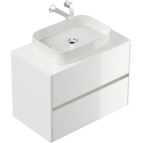 Badmöbel Taifun 80cm mit rechteckigem Aufsatzwaschbecken weiß Hgl