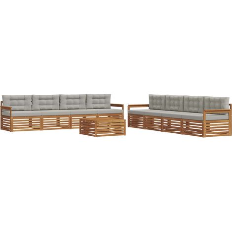 Conjunto de sofás de exterior 9 uds. Gris Natural y Claro vidaXL (1/5)
