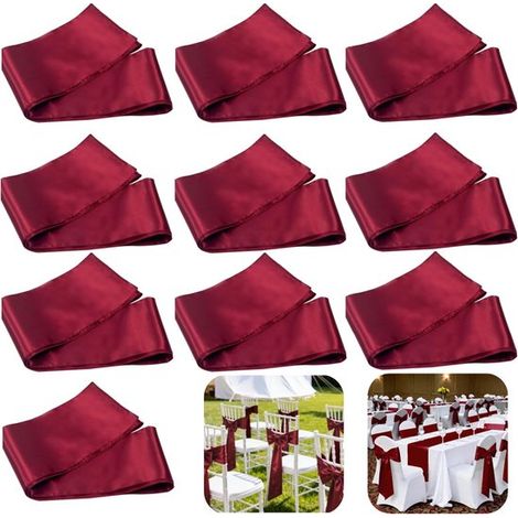 Rubans décoratifs lot de 10 de 17 x 275 cm - rubans à noeud pour chaises et tables, rouge foncé (1/5)
