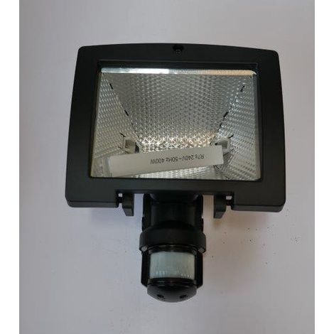 Projecteur halogène à économie énergie 400W avec détecteur infrarouge 200° noir (52541) (1/2)