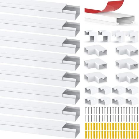 canaux de câbles Auto-adhésifs Blancs - pour Cacher Les câbles - pour Tous Les câbles - pour la Maison ou Le Bureau (8pcs1m（24  14mm）) (1/5)