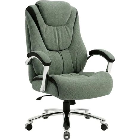 Fauteuil de bureau pivotant en tissu vert assise réglable – SYBILE (1/5)