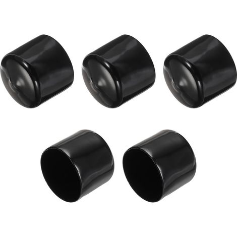 5Pcs Embouts en Caoutchouc de 37 mm de Diamètre Intérieur pour Tubes Ronds en Vinyle, Capuchon de Boulon, Protection de Filetage de Vis, Couleur Noire (1/5)