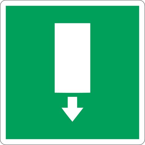 Sortie de secours flèche bas ISO 7010 - Materiel: Aluminum - Taille: 250x250mm
