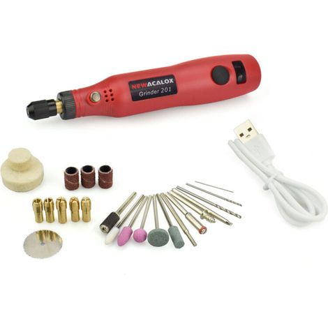 Boîte à outils de meuleuse rechargeable，5000-15000 r / min USB Mini perceuse électrique meuleuse outil de bricolage sans fil pour le polissage, le nettoyage et la gravure-DOU