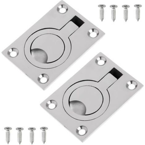 Boat deck hatch latch – 2 pieces in stainless steel, dimensions 62 x 44 mm, for dinghies, yachts and marine accessories