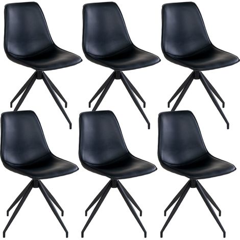 GOOP - Lot de 6 Chaises Pivotantes Simili Cuir Noir (1/5)