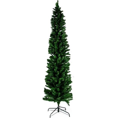 Albero di natale verde slim cm 195 pino stretto alto sottile addobbi pianta artificiale decorazione natalizia casa negozi (1/5)