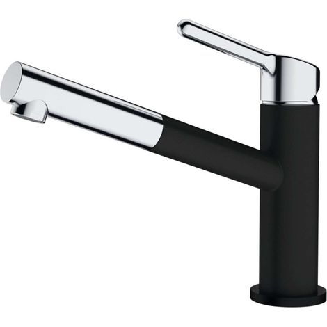 Franke Orbit - Grifo de fregadero FC 3055.901 con salida extraíble, cromo/negro mate 115.0659.965 (1/2)