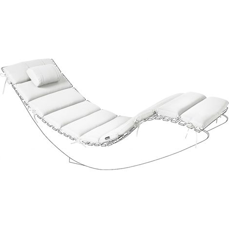 Cojín para tumbona de jardín con reposacabezas resistente a los rayos UV blanco crema Brescia