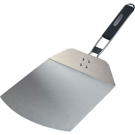 Pelle à pizza en acier inoxydable, pelle à pizza et à gâteau avec manche en bois, adaptée pour pizza, flambée, petits pains et pain, poignée pliable (1/5)