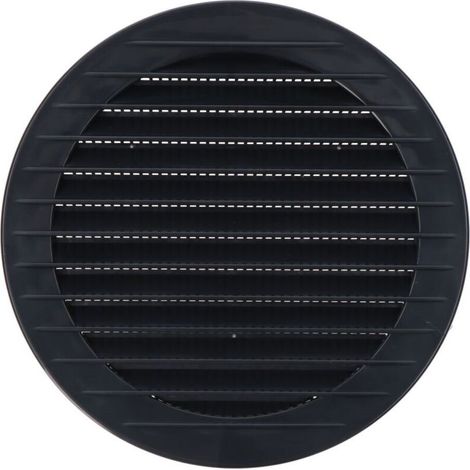 Grille de ventilation ronde encastrable avec moustiquaire – ABS gris anthracite – Ø12cm Ø15cm – Pour espaces confinés et bureaux
