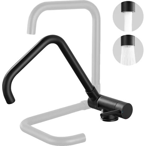 Grifo de cocina plegable, rotación de 360°, dos opciones de rociado, color negro, G3/8 (1/5)