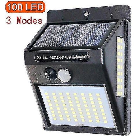 Lampe solaire étanche à 100 LED avec détecteur de présence pour jardin extérieur (1/5)