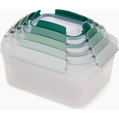 Juego de 5 envases de almacenamiento Joseph Joseph Nest™ Lock, diseño colorido Sage, herméticos y apilables, ideal para cocina, refrigerador y congelador, aptos para lavavajillas (1/5)