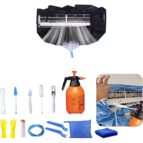 Kit Nettoyage Climatiseur Mural,Kit Nettoyage Climatisation Split,Nettoyage Climatisation Split,Bâche Nettoyage Clim(15 pièces, noir, taille moyenne : 68-98 cm / 27,55-39,37 pouces) (1/5)