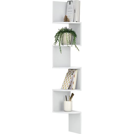 Wandregal Lysaker Zick Zack Retro Design Weiß Matt en.casa (1/4)