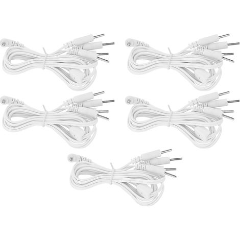 Lot de 5 câbles électrodes 4-en-1 DC2.5mm 1.2m pour appareil TENS, fils conducteurs à broches pour machine de physiothérapie et soulagement musculaire (1/5)