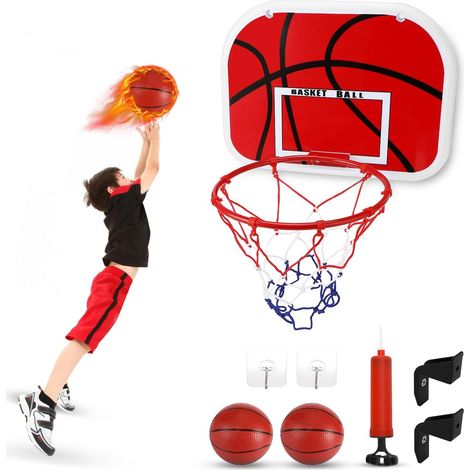 Mini Panier de Basket d'intérieur pour Chambre,Panier Basket Enfant Panier de basket d'extérieur pour enfants-Avec pompe à ballon et 2 mini basket-ball-Montage et démontage faciles (1/5)