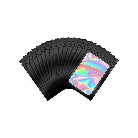 100 sachets d'emballage holographiques refermables, parfumés, avec fenêtre transparente, pour la conservation des aliments, 10 x 15 cm.