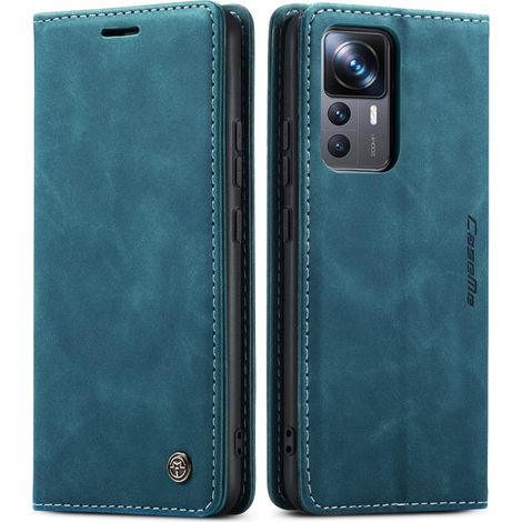 Funda Caseme para Xiaomi 12T / 12T Pro, funda tipo cartera de cuero, color turquesa. (1/5)