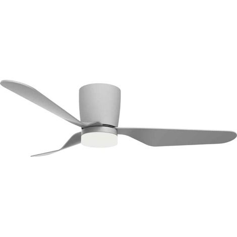 Ventilatore da soffitto Solesia con luce CCT orientabile e comando Ø132 3 pale DC Grigio (1/4)