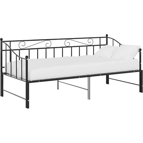 Ausziehsofa Bettgestell Schwarz Metall 90x200 cm vidaXL (1/5)