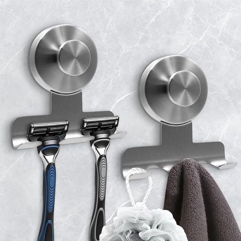 Duschrasiererhalter, 2-teiliger Duschrasiererhalter mit Saugnapf, starker Halt, kein Bohren erforderlich, Badezimmer (1/2)