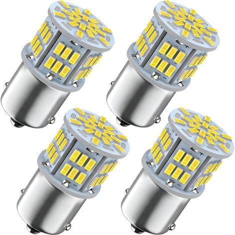 Ampoules LED 54X 3014 chipset 1156 P21W, 12V 24V BA15S 7506 6500k Ampoules LED blanches pour voiture, RV, remorque, bateau, feux de stationnement, frein arrière, lot de 4 (1/5)
