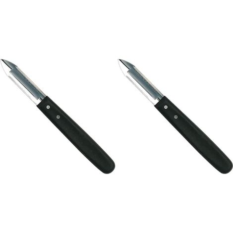 Lot de 2 Éplucheurs Lame Acier Inoxydable Pointe Biseautée Noir Cuisine