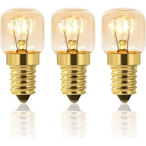 Lot de 3 ampoules de four E14 T22 à intensité variable, verre résistant à la chaleur jusqu'à 300 °C, lumière chaude 2700 K pour appareils électroménagers (1/5)