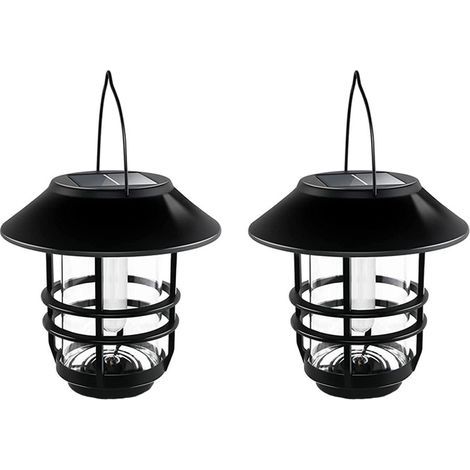 Lot de 2 lampes solaires, verre/métal, étanche, noir/transparent (1/5)