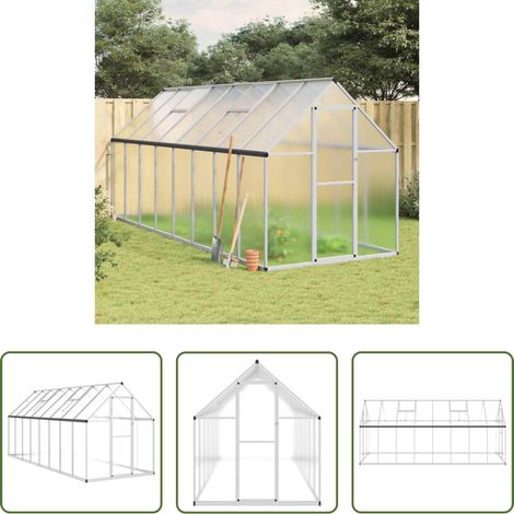 vidaXL Serre anti-froid - Serre avec cadre de base argenté 445x169x195 cm aluminium (1/5)